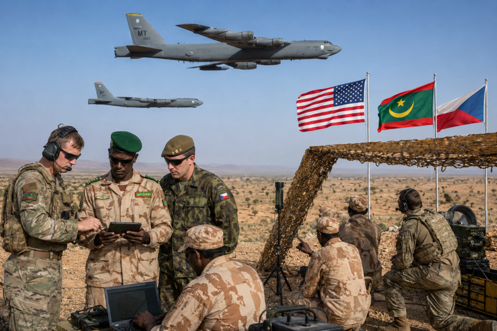 تحليق قاذفتين أمريكيتين من طراز B-52 فوق موريتانيا ضمن تمرين عسكري مشترك